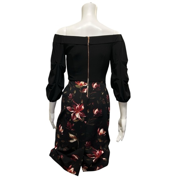 Joseph Ribkoff Off-Shoulder Floral Sheath Dress - Size 2 - Picture 6 of 7